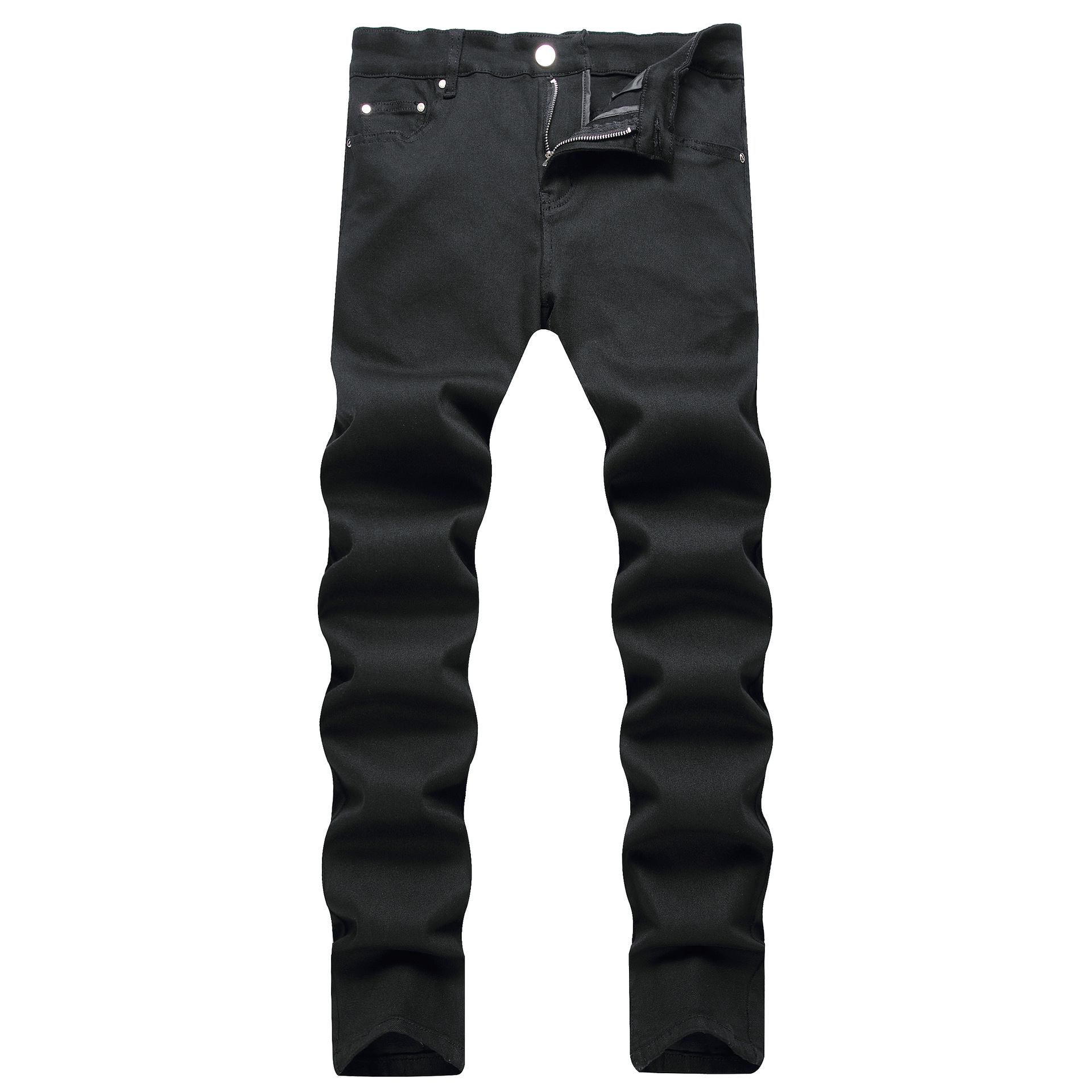 Autumn 2023 new street black men's jeans personalized stretch trendy slim fit skinny mid-waist pants men