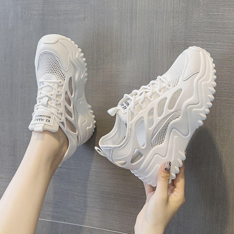 Trendy Sunday Summer Women's Shoes New Thick-soled Wedge Heeled High Heeled Casual Sports Mesh Shoes Hole Shoes