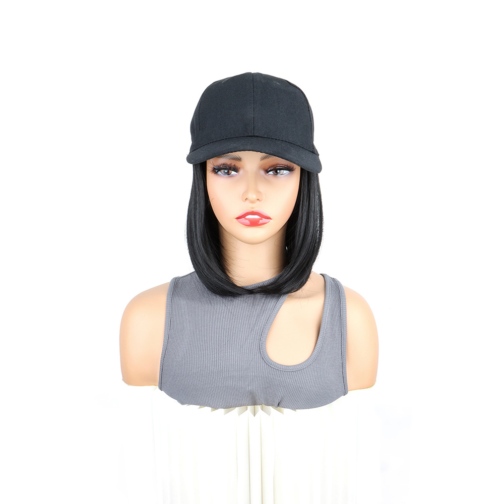 Hat wig integrated women's fashion peaked cap wave head Korean style all-Match full head cover