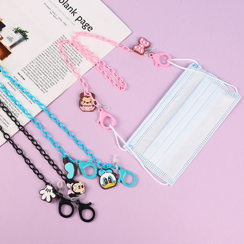 New glasses chain neck mask anti-lost rope dual-use cute cartoon soft rubber acrylic chain children's mask strap