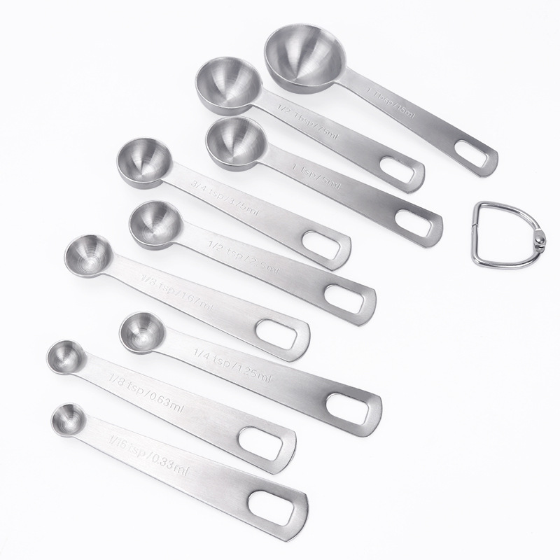 Kitchen utensils stainless steel measuring spoon measuring spoon 6-piece set 9-piece set with scale measuring cup measuring ruler seasoning