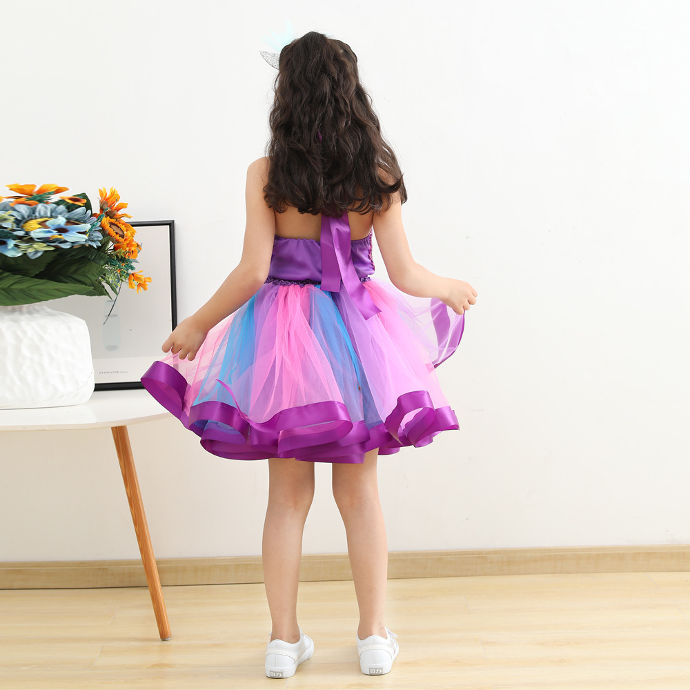 2025 new European and American children's clothing sequins girls dress mermaid flower tutu skirt lined tutu skirt