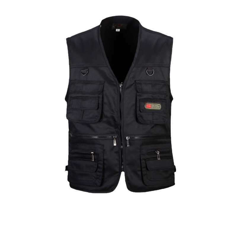 Factory wholesale outdoor multi-pocket vest male fishing reporter photography tactical vest printed LOGO three friends vest