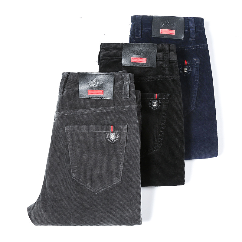 Corduroy Casual Pants Men's 2022 New Stretch Trendy Loose All-match Middle-aged Men's Straight Pants Autumn and Winter