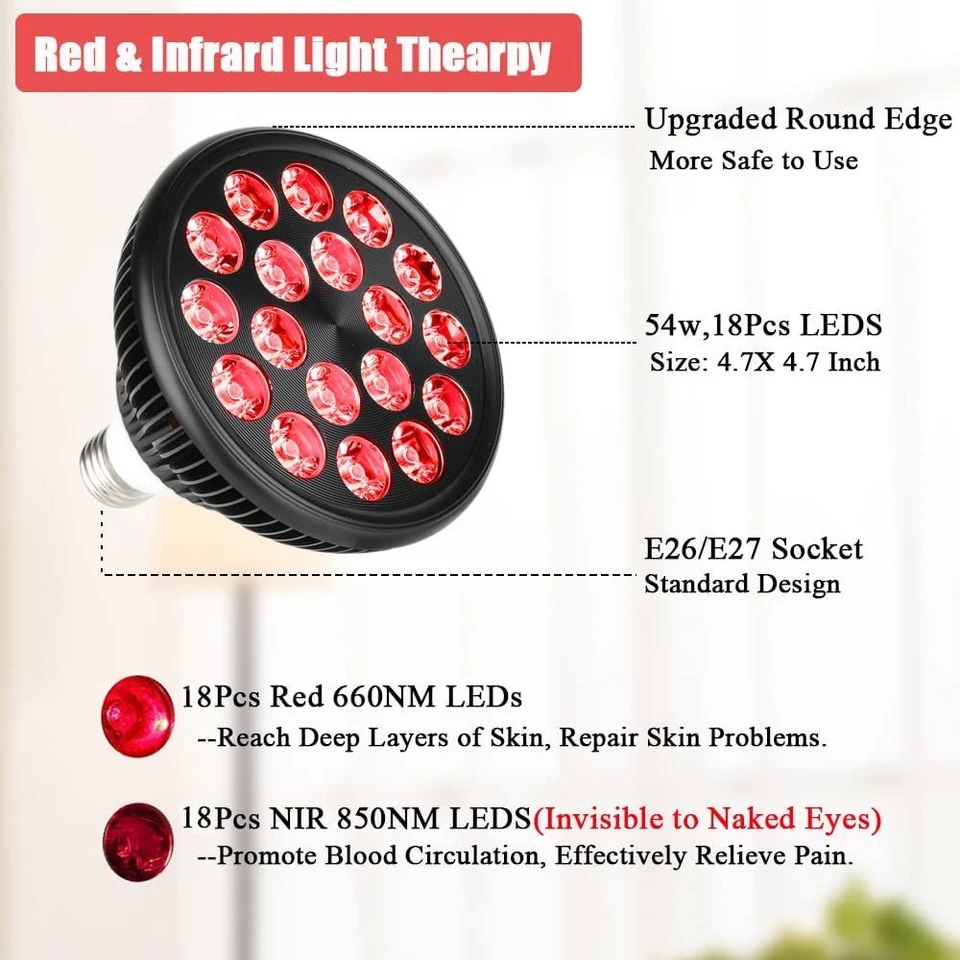 54Wpar38 Blue Light Bronze Sunbathing Beauty Black Light E26/E27 Physiotherapy Light with Desktop Clip Phototherapy Light