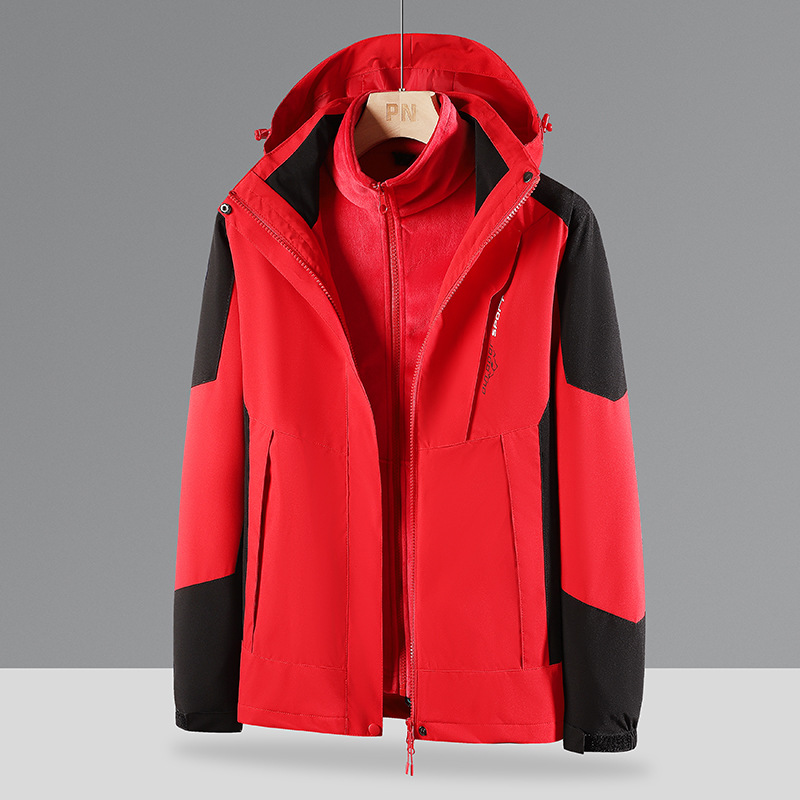 Couple's Rush Clothes Men's and Women's Three-in-One Removable Windproof Waterproof Velvet Thickened Breathable Warm Outdoor Ski Suit