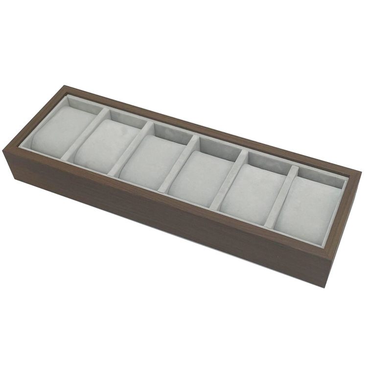 in stock black walnut wood grain 6-bit watch sales display tray wood display goods tray wholesale