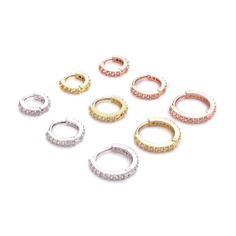 Cross-border creative mini earrings female zircon earbuckle foreign trade piercing ear ring European and American piercing jewelry
