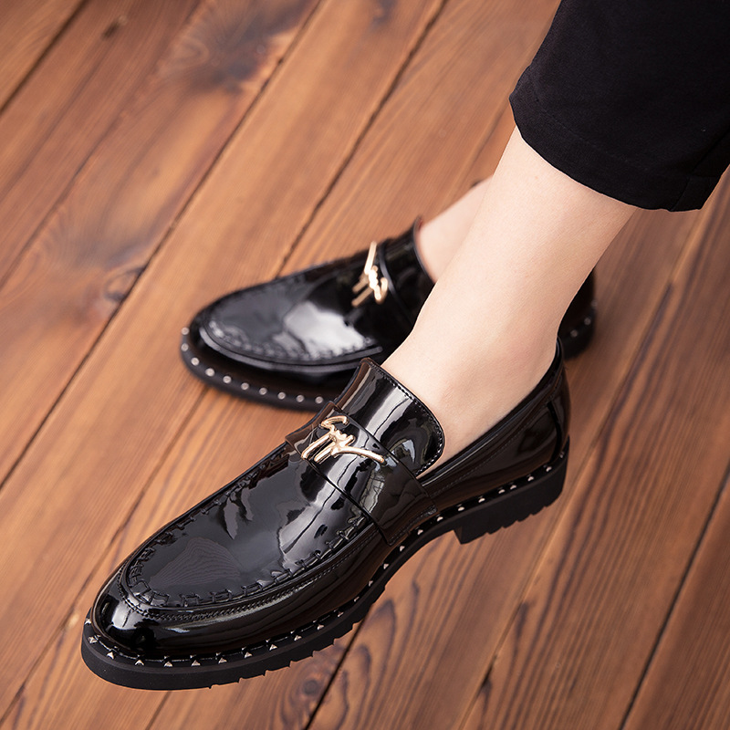 Chaussures pour hommes, chaussures décontractées britanniques, cuir verni, pointues, chaussures en cuir à la mode, chaussures paresseuses à enfiler, chaussures Bean_voghion.com