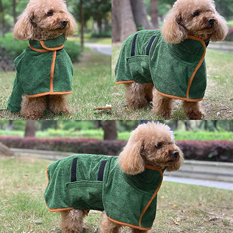Autumn and winter warm pet bathrobe quick-drying dog towel 350G thickened microfiber absorbent pet bath