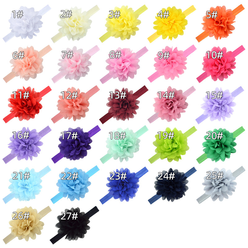 European and American hot selling baby elastic headband headdress 10cm laser cut chiffon big flower children elastic hair band