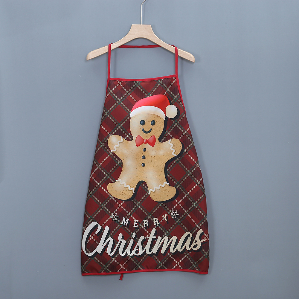 Cross-border new Christmas decorations fabric printed elderly Christmas aprons restaurant bar party atmosphere decorations