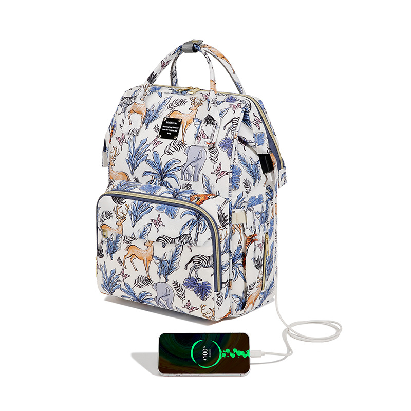 Maternal and infant bag 2022 new multi-functional large capacity lightweight USB mummy bag shoulder portable mother bag