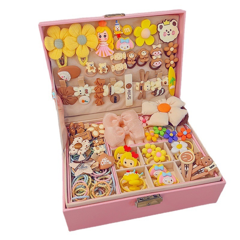 Children's New Year Headwear Girls' Birthday Gift Jewelry Box Princess Girls' Hair Accessories Set Gift Box Baby Hairpin