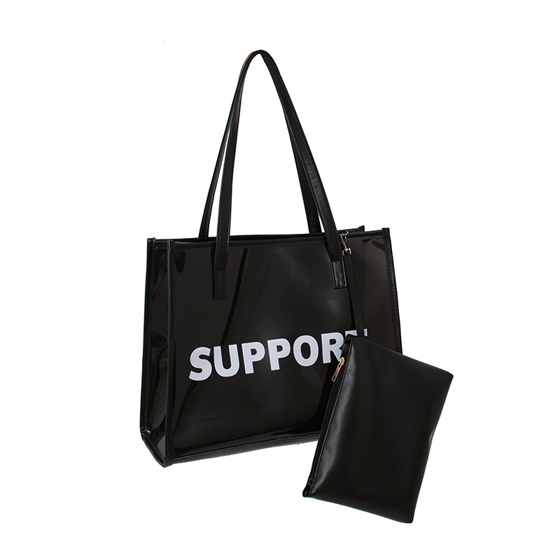 Autumn Transparent Bag 2024 New Trendy Internet Celebrity Fashionable Shoulder Women's Bag Casual All-match Commuter Jelly Tote Bag