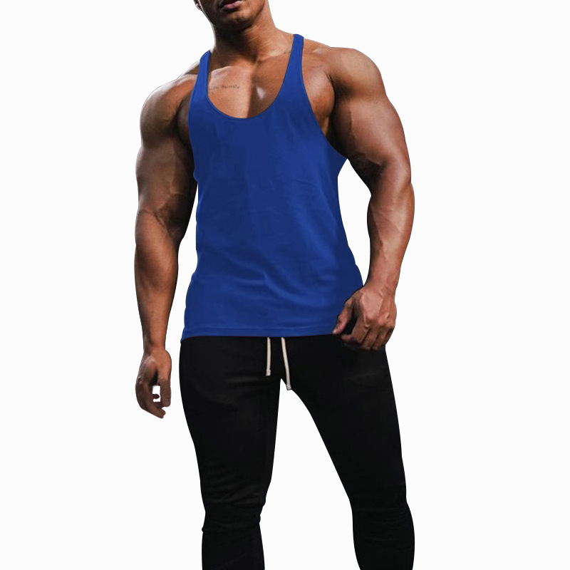 Cross-border AliExpress Men's Vest Breathable Slim Solid Color Summer Youth Sports Fitness Hurdle Sleeveless Base Shirt