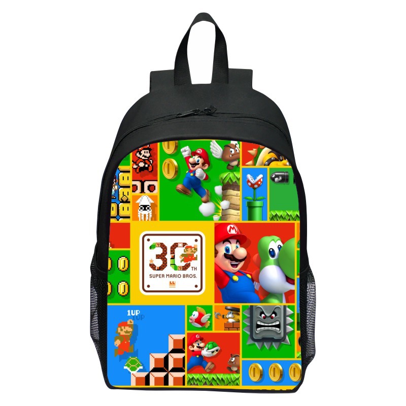 New Printed Super Mario Backpack Cartoon Mary Brothers Movie Backpack Schoolbag for Primary School Students