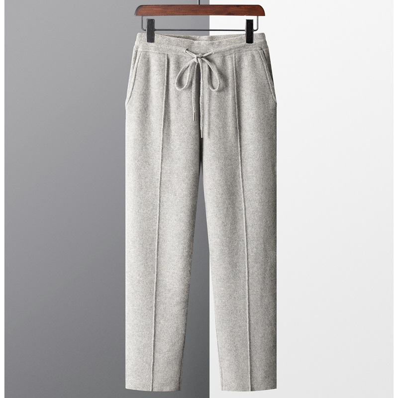Autumn and winter men's casual wool pants loose straight slimming knitted pants versatile comfortable thick warm woolen pants outer wear