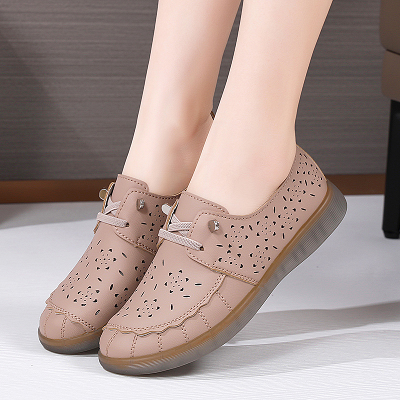 Summer Sandals Hole Shoes Mother Casual Hollow Women's Shoes All-match Soft Sole Breathable Single-layer Shoes Non-slip Soft Sole Pregnant Women's Shoes