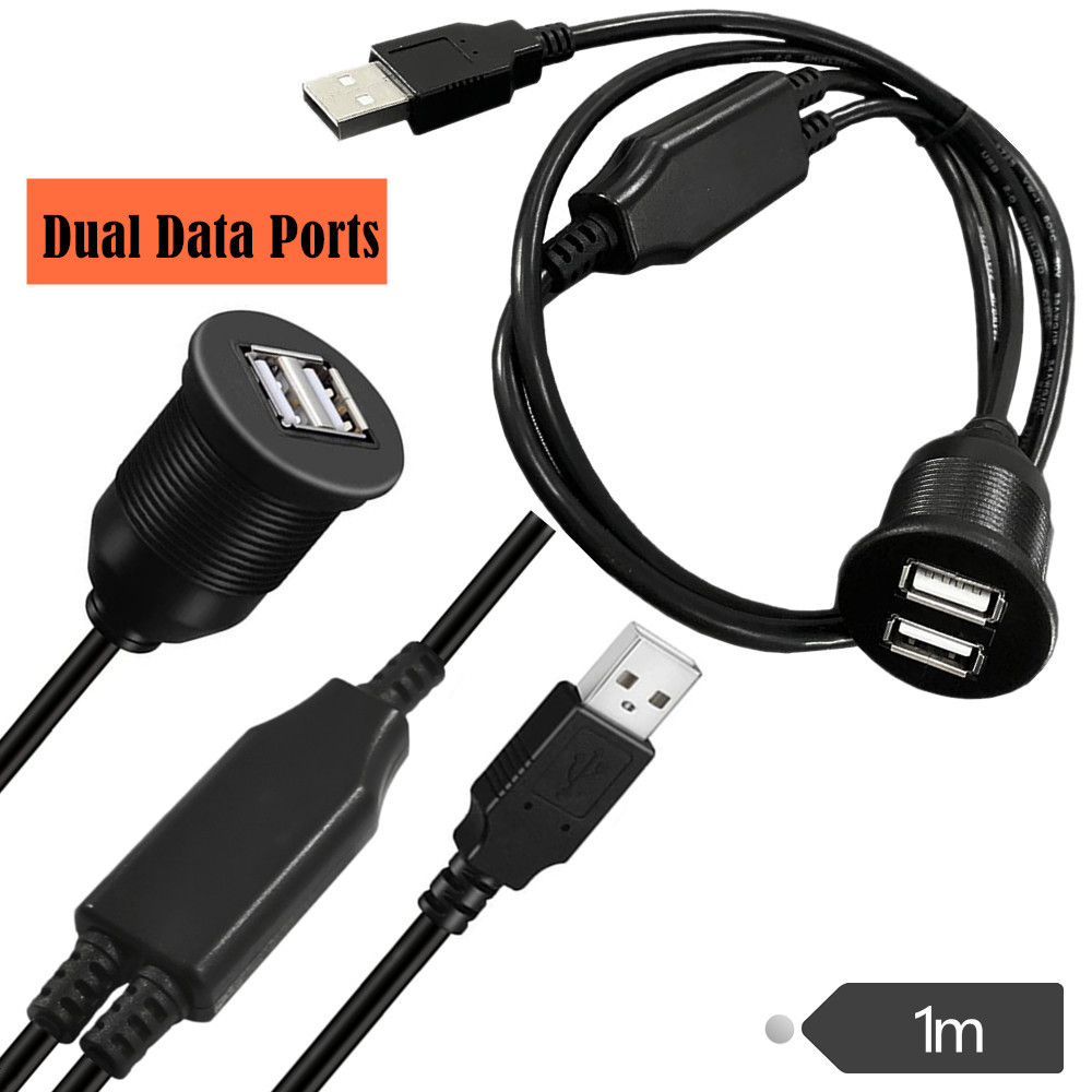 Dual data USB2.0 panel embedded extension cable suitable for car truck boat motorcycle dashboard
