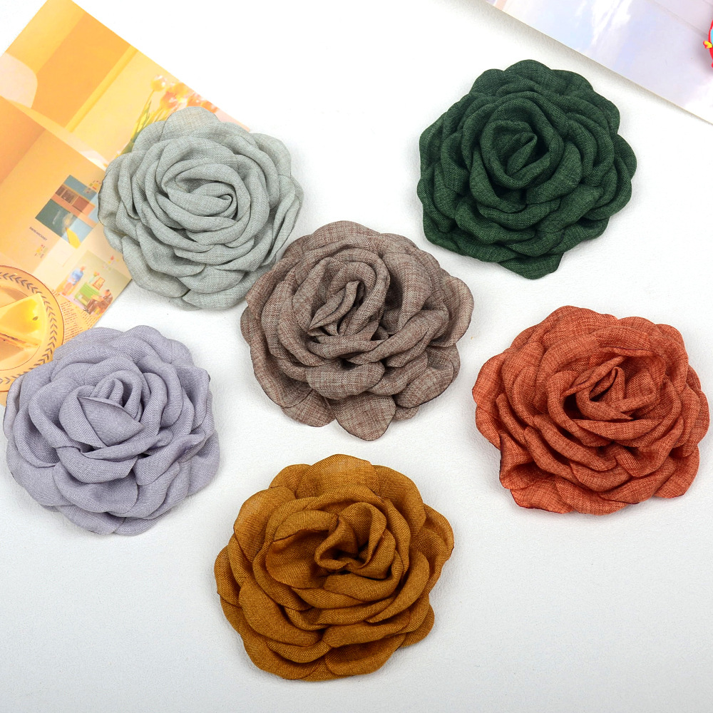 Caro same style grilled edge hairpin scratch flower 8cm three-dimensional burning edge camellia flower DIY headdress corsage jewelry accessories