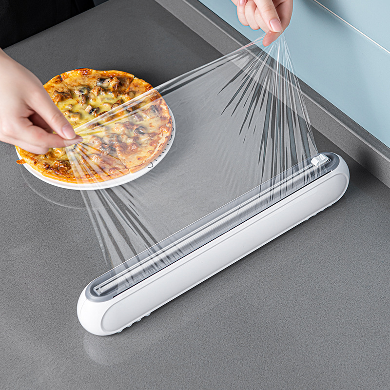 Cling film cutter suction cup wall hanging cling film cutting Box Kitchen divider adjustable storage cutter