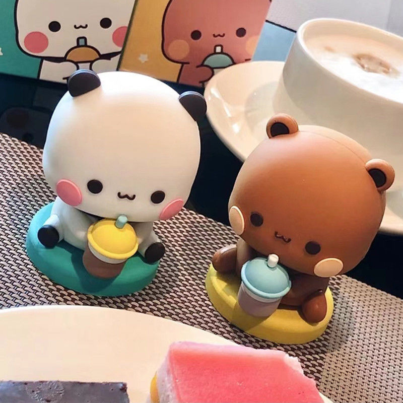 Panda one two and cloth rocking music desktop doll hand-made cartoon cute anime peripheral fashion decoration wholesale