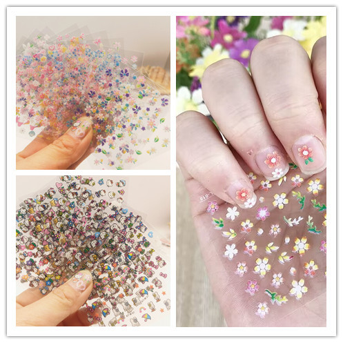 30 pieces of nail stickers with different patterns children and adults small fresh nude decorative stickers 3D 3D girl nail stickers