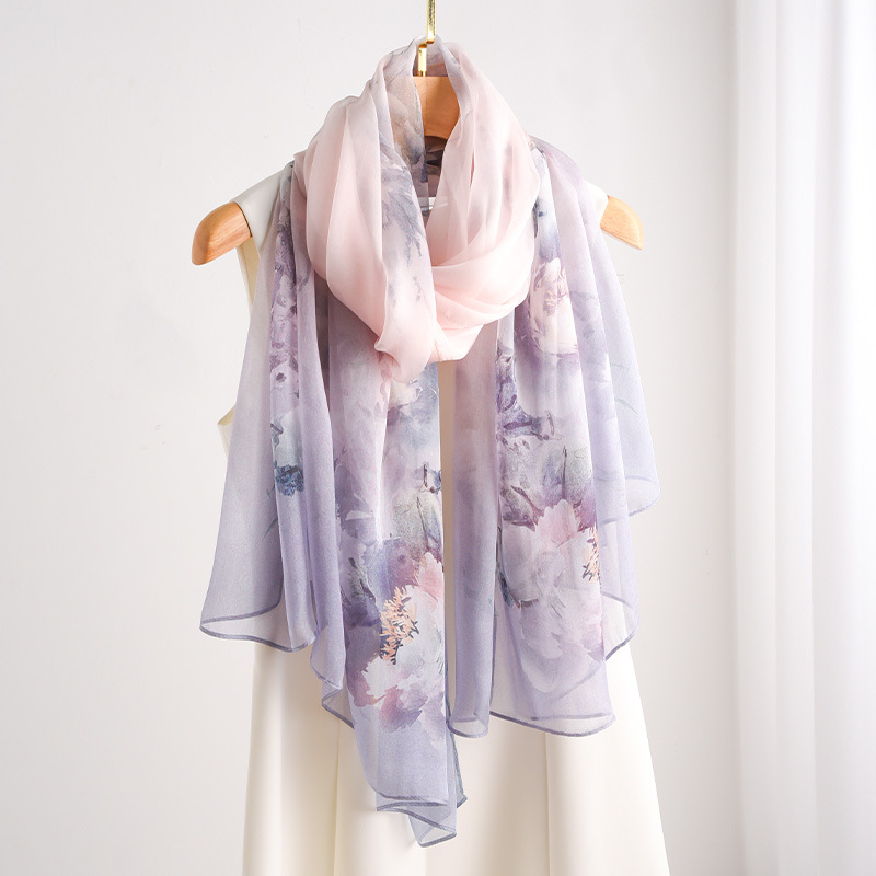 Silk Scarf 2024 New Large Scarf Imitation Silk Scarf High-end Spring and Summer Sunscreen High-end Mother Thin Fashion Scarf