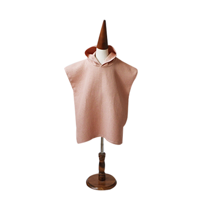 Fashion Solid Color Simple Baby Bath Towel Baby Boys and Girls Hooded Beach Towel Waffle Cotton Absorbent Bath Towel