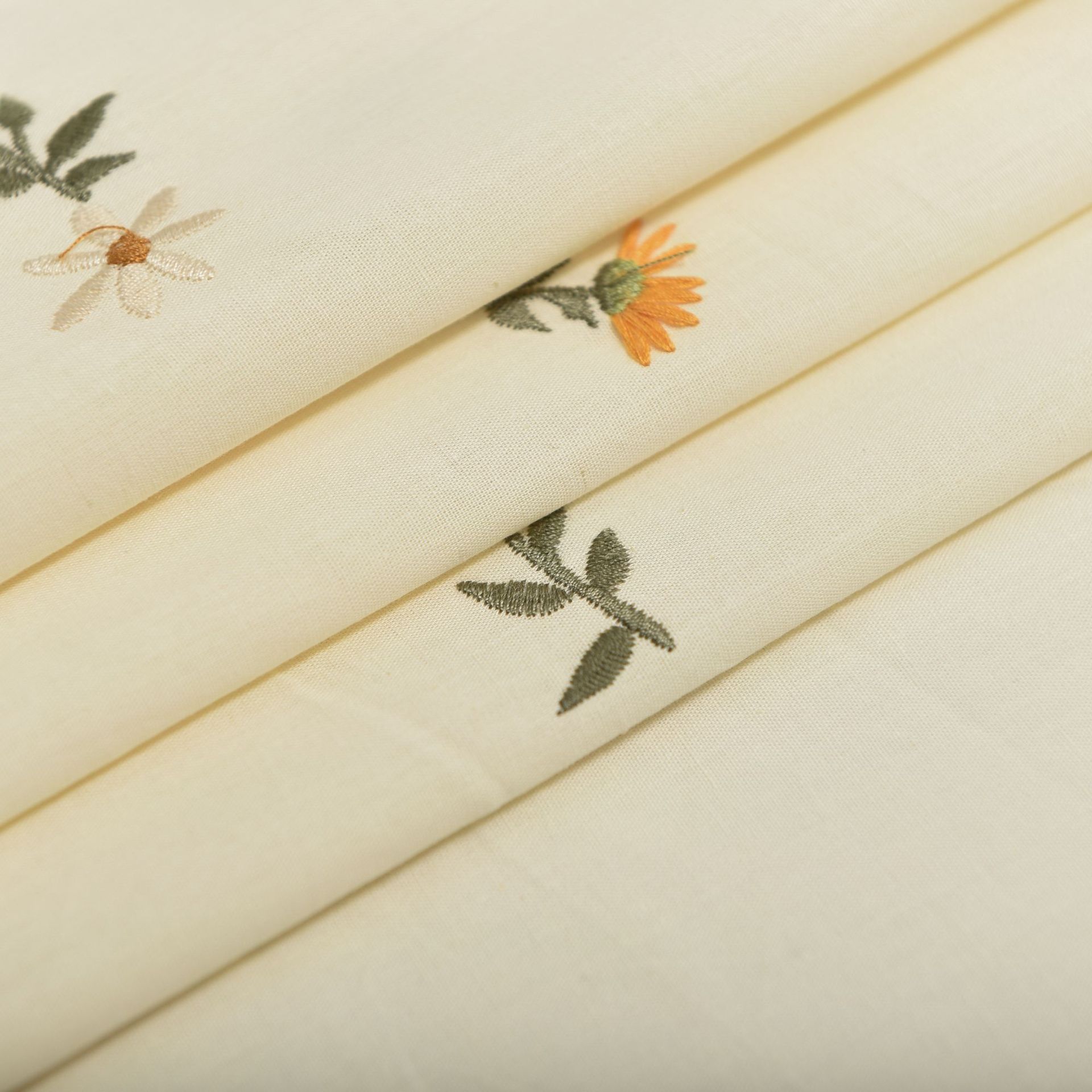 Poplin embroidery fabric beige all-cotton cloth clothing dress fabric spring style
