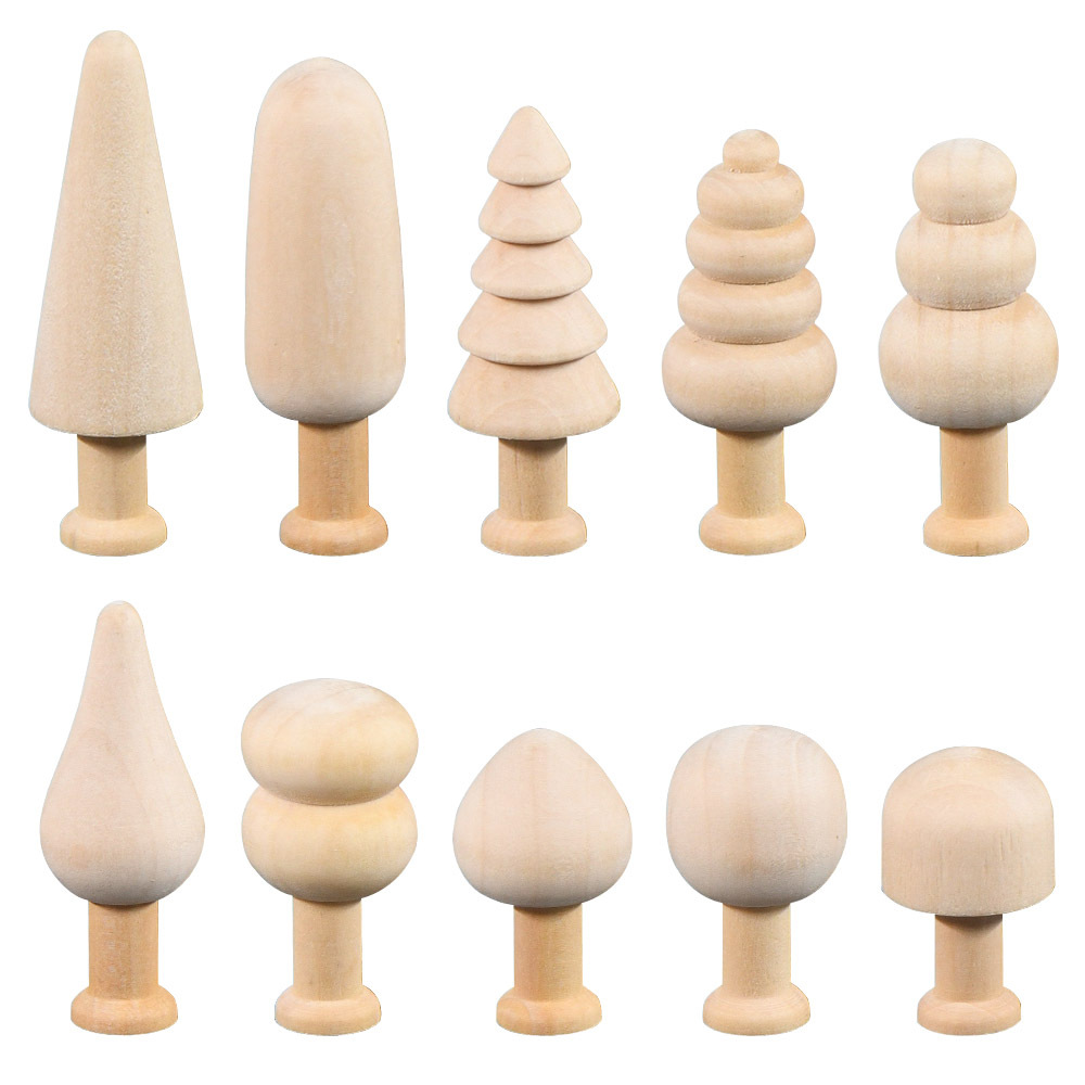 Creative Wood home diy painted children's toy Easter tree wooden mushroom small tree pendant INS Wood embryo