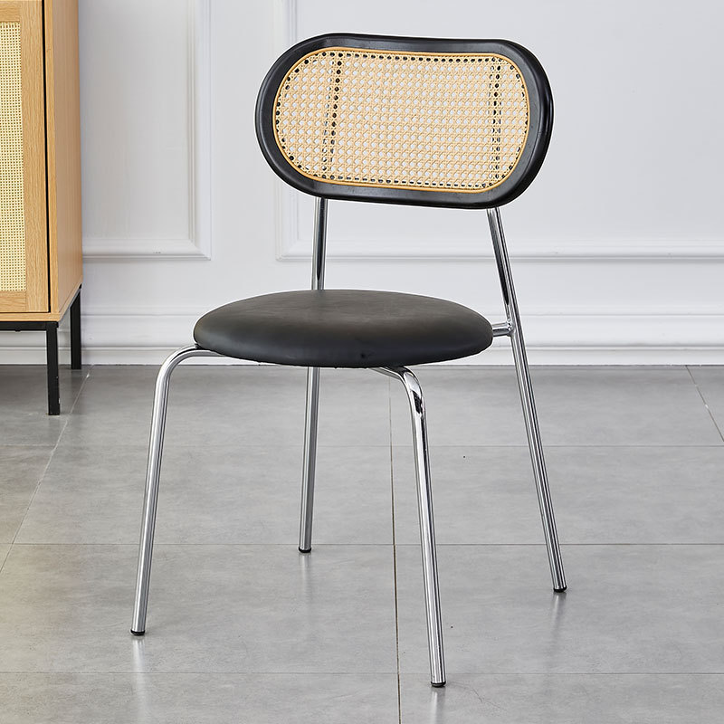 Modern simple solid wood backrest dining chair home restaurant office rattan chair Internet celebrity bed & breakfast milk tea shop backrest chair