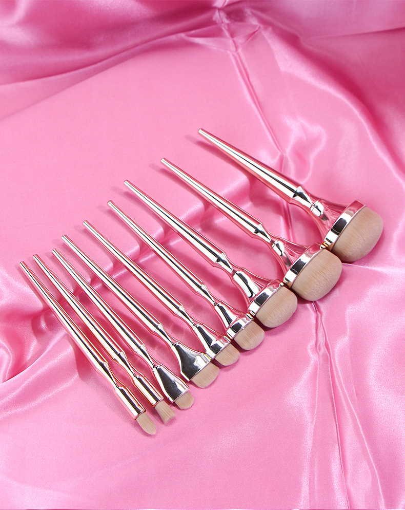 9pcs Drunk Gold Cosmetic Brush suit Toothbrush Cosmetic Brush Full Set of Loose Powder Blush _voghion.com