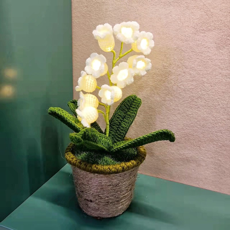 クリエイティブ手作りニットチューリップ鉢植えウールフック花屋内装飾飾りオフィス文化シミュレーション花|undefined