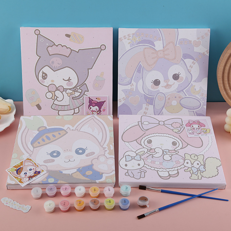 Children's diy digital oil painting cartoon watercolor handmade hand painting fill color decoration fill color oil painting wholesale