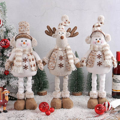 Christmas decorations factory wholesale Christmas Snowman retractable doll knitted elk doll window scene layout