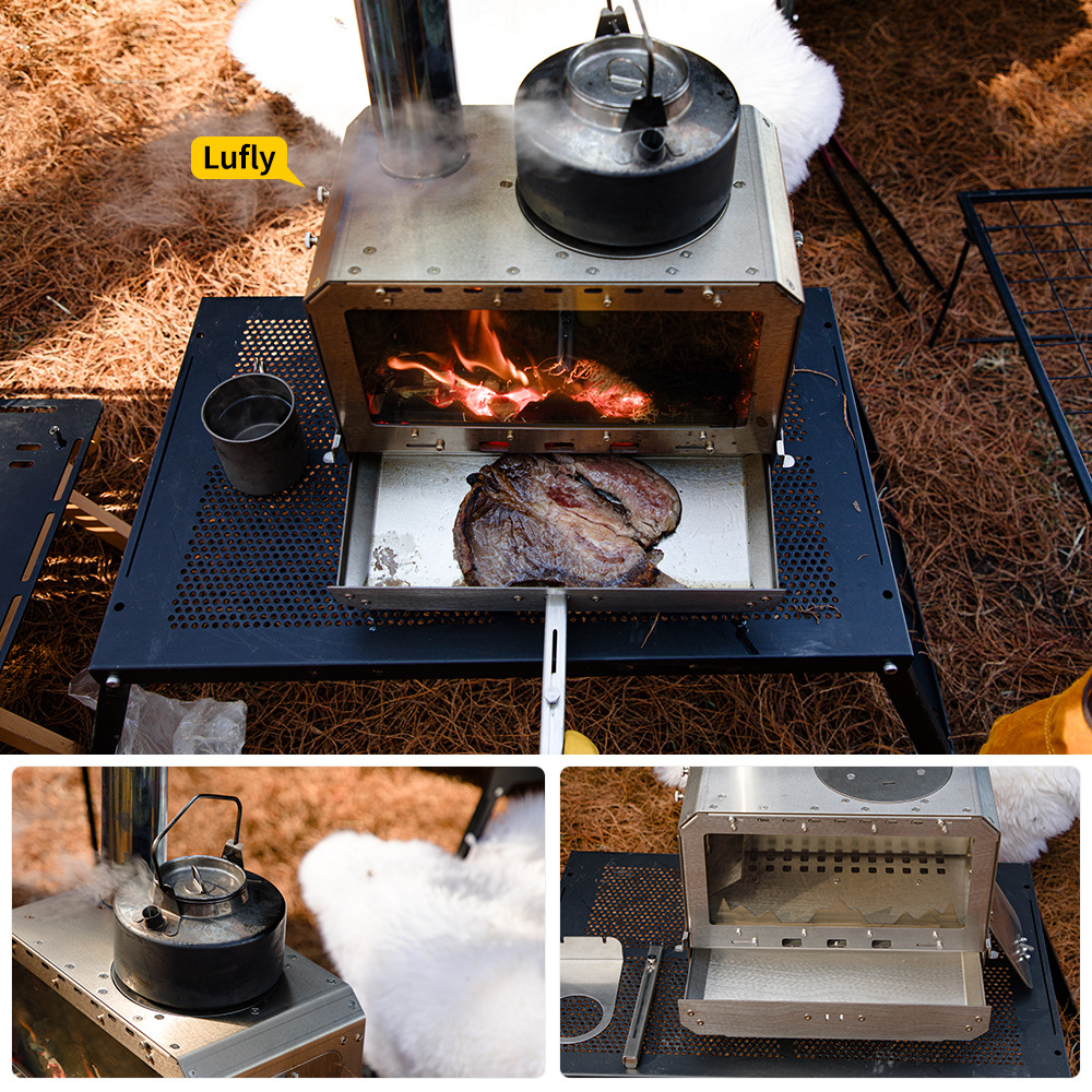 Fast dragon outdoor desktop stove with oven desktop wood stove outdoor camping tent camping green stove burning stove