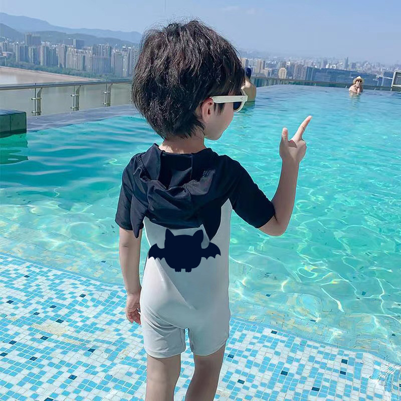 2024 New Children's Swimwear Unisex Swimwear Cute Cat Ears Printed Baby Cartoon Swimsuit