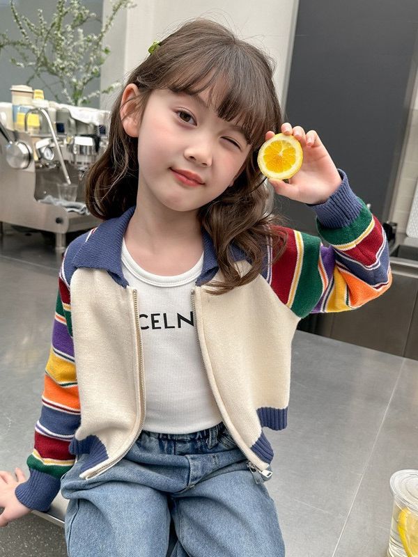 女童韓版毛衣2023新款設計感洋氣時髦秋季兒童早秋針織開衫秋裝潮