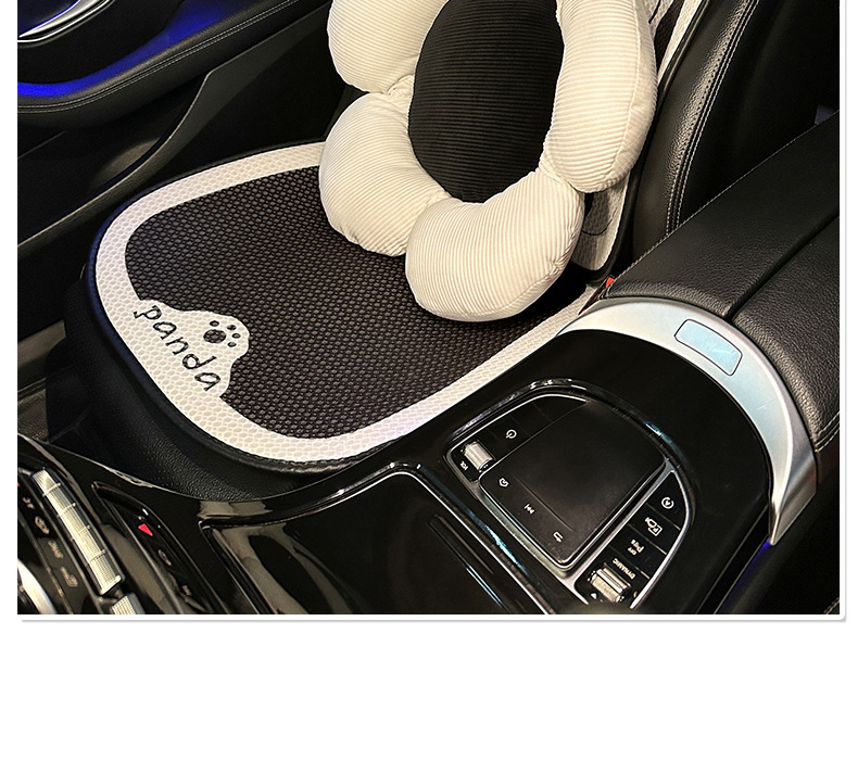 Coussin de voiture coussin frais d'été coussin de ventilation de siège de voiture universel quatre saisons pièce unique ensemble de trois pièces panda en soie glacée d'été_voghion.com
