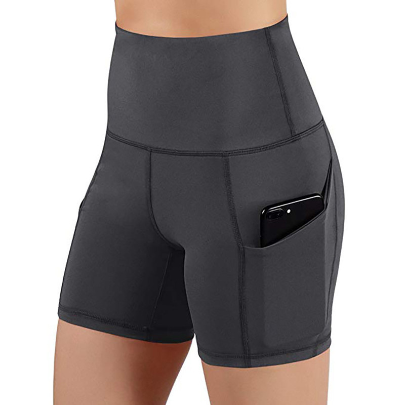 2021 Cross-border European and American Hip Lifting Fitness Running High Waist Sports Shorts Women's Mobile Phone Side Pocket Yoga Leggings