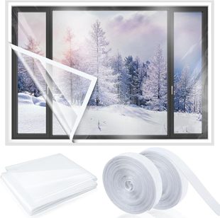 Thickened Window Heat Insulation Film with Adhesive Velcro Cuttable Transparent Film Winter Coldproof Reusable