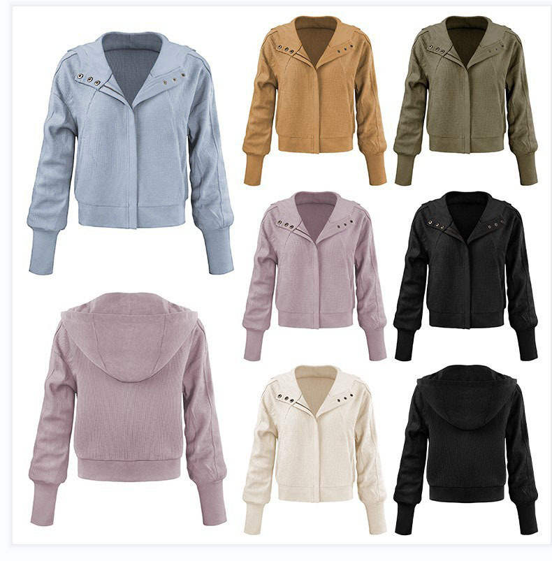 Amazon Stitching Sweater Long Sleeve Pullover Cardigan Zipper Top Trendy Hoodie Autumn and Winter Women
