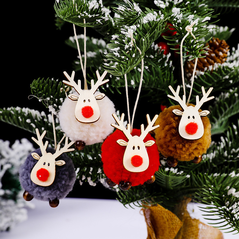 クリスマスの祭りの装飾品フェルトの鹿のペンダントのアイデアのヘラジカの羊の小毛のボールのクリスマスツリーのつりの贈り物|undefined