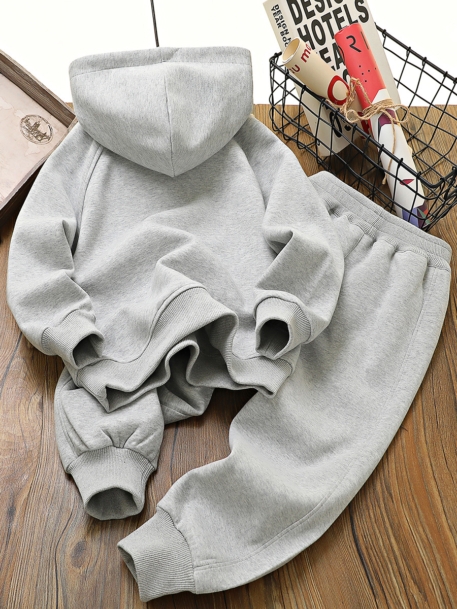 Children's Wear Boy's Autumn and Winter Wear suit 2023 New Korean Style Autumn and Winter fleece-lined Wear Two-piece Set