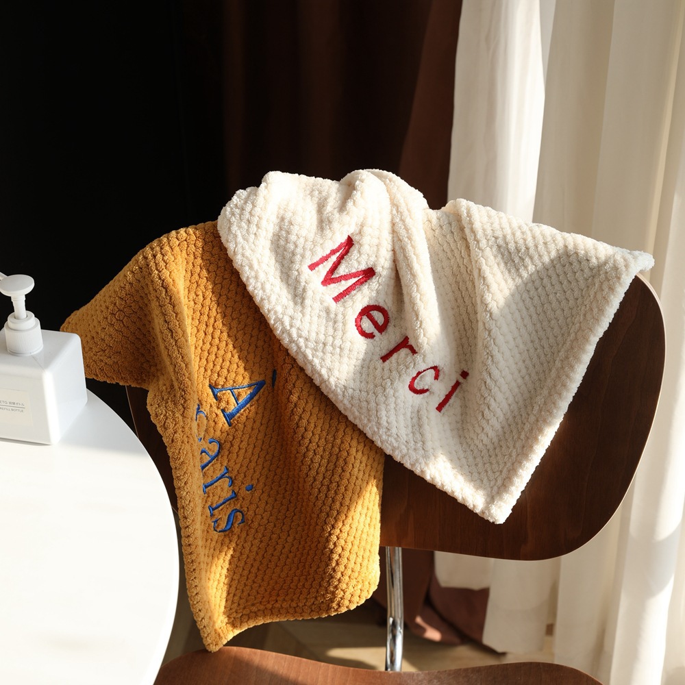 Hanging letter embroidered hand towel, soft absorbent hand towel, kitchen bathroom hand towel, hand towel for delivery