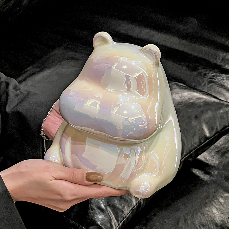 High-looking ceramic small hippo tissue box living room high-end light luxury coffee table decoration napkin decorative tissue box
