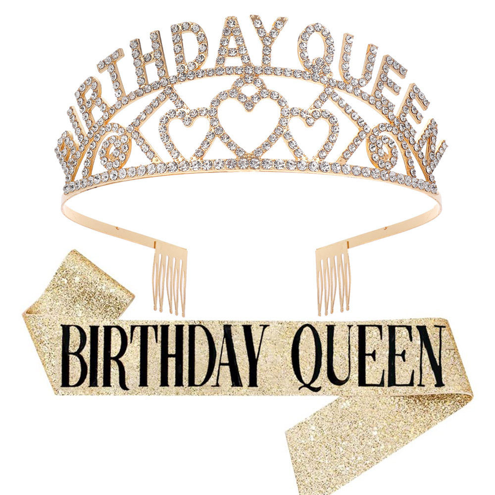 European and American rhinestone BIRTHDAY QUEEN GIRL Princess Love BIRTHDAY crown shoulder strap party supplies
