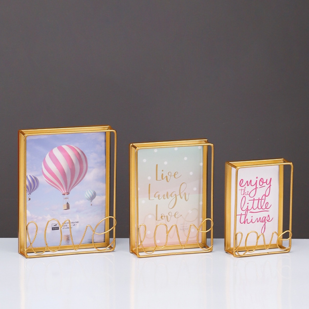 Nordic Creative Light Luxury Iron Glass Table Photo Frame Office Desktop TV Cabinet Bedroom Photo Ornaments